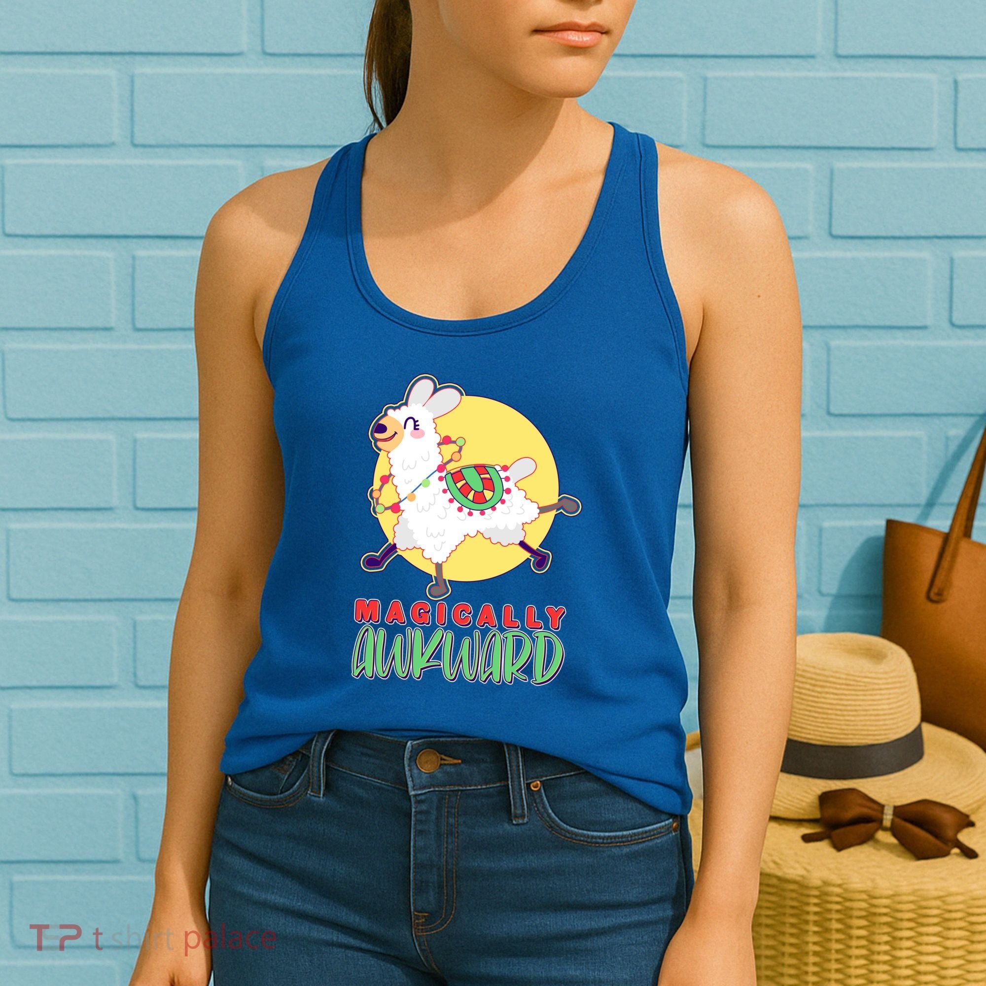 Funny Cute Magically Awkward Llama Alpaca Women's Tank Top