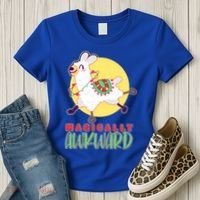 Funny Cute Magically Awkward Llama Alpaca Women's T-Shirt thumb 3