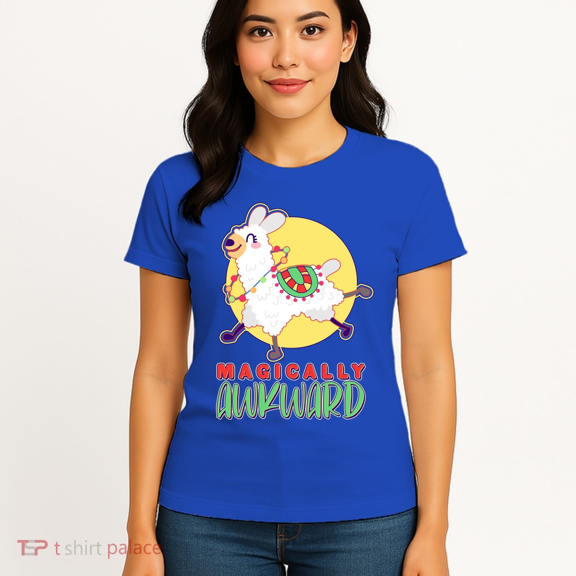 Funny Cute Magically Awkward Llama Alpaca Women's T-Shirt