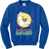 Funny Cute Magically Awkward Llama Alpaca Kids Sweatshirt thumb 0