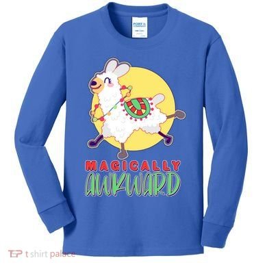 Funny Cute Magically Awkward Llama Alpaca Kids Long Sleeve Shirt