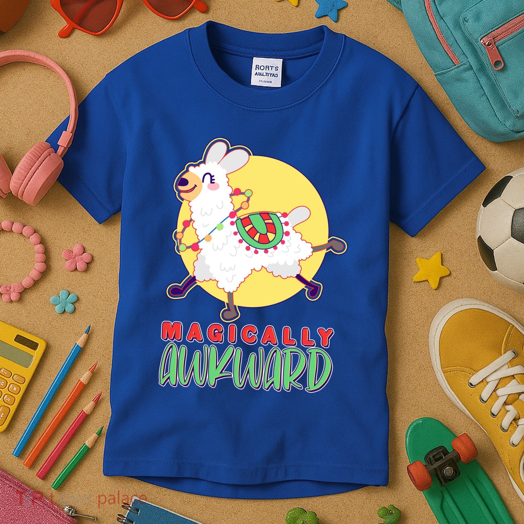 Funny Cute Magically Awkward Llama Alpaca Kids T-Shirt