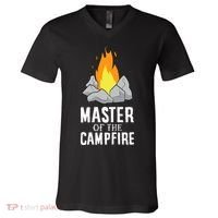 Funny Camping Master Of The Campfire Outdoor Camper V-Neck T-Shirt thumb 0