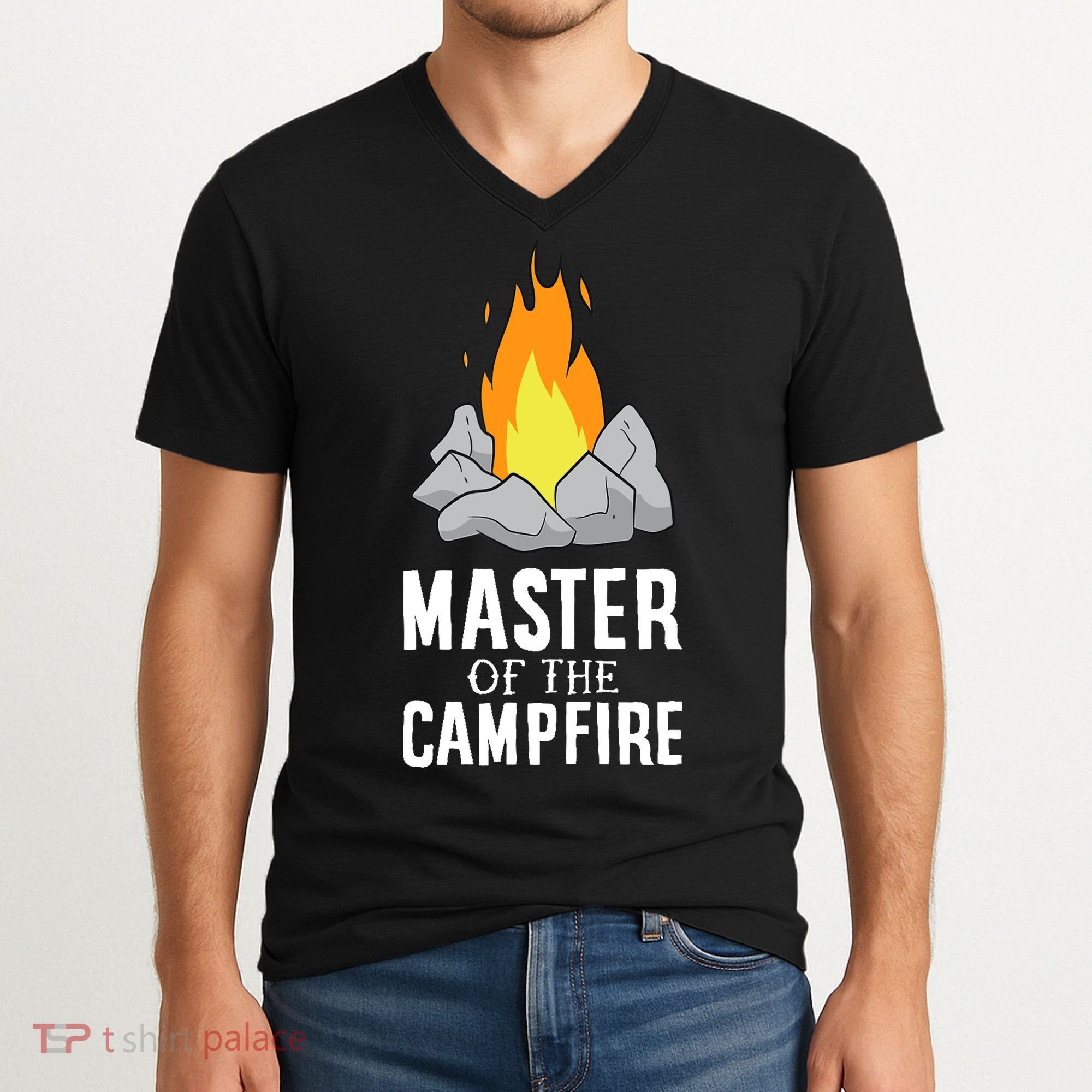 Funny Camping Master Of The Campfire Outdoor Camper V-Neck T-Shirt