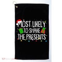 Funny Christmas Most Likely To Shake The Presents Golf Towel thumb 0
