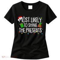 Funny Christmas Most Likely To Shake The Presents Women's T-Shirt thumb 0