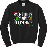 Funny Christmas Most Likely To Shake The Presents Kids Sweatshirt thumb 0