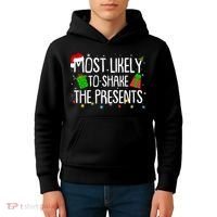 Funny Christmas Most Likely To Shake The Presents Kids Hoodie thumb 4