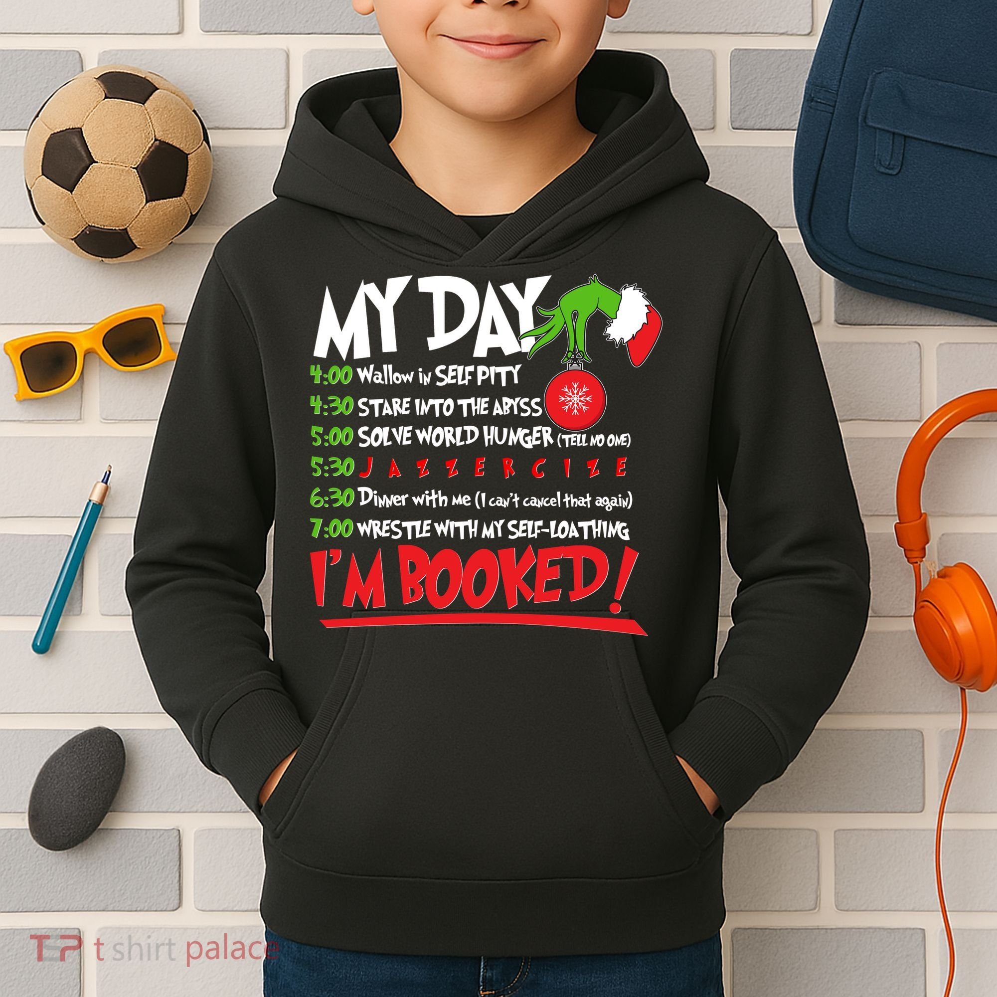 Funny Christmas My Day Im Booked Kids Hoodie