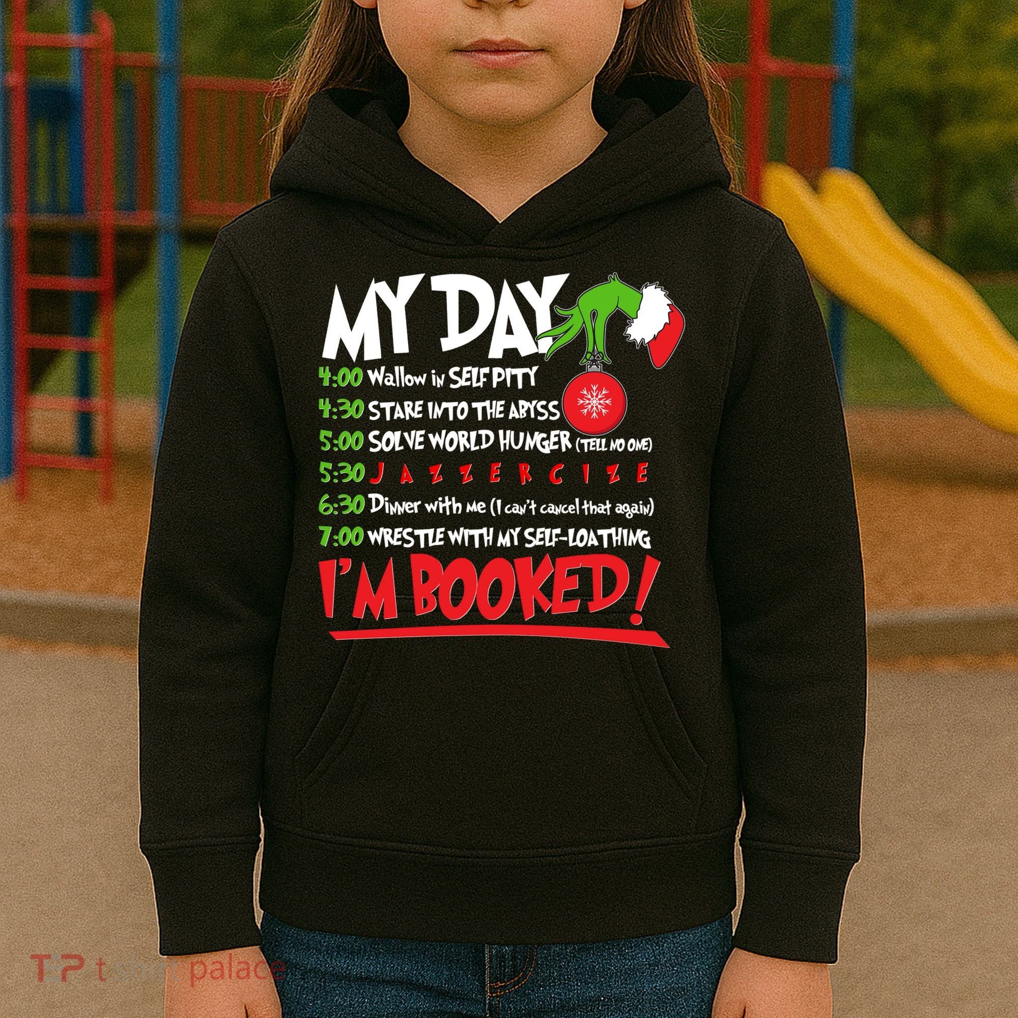 Funny Christmas My Day Im Booked Kids Hoodie