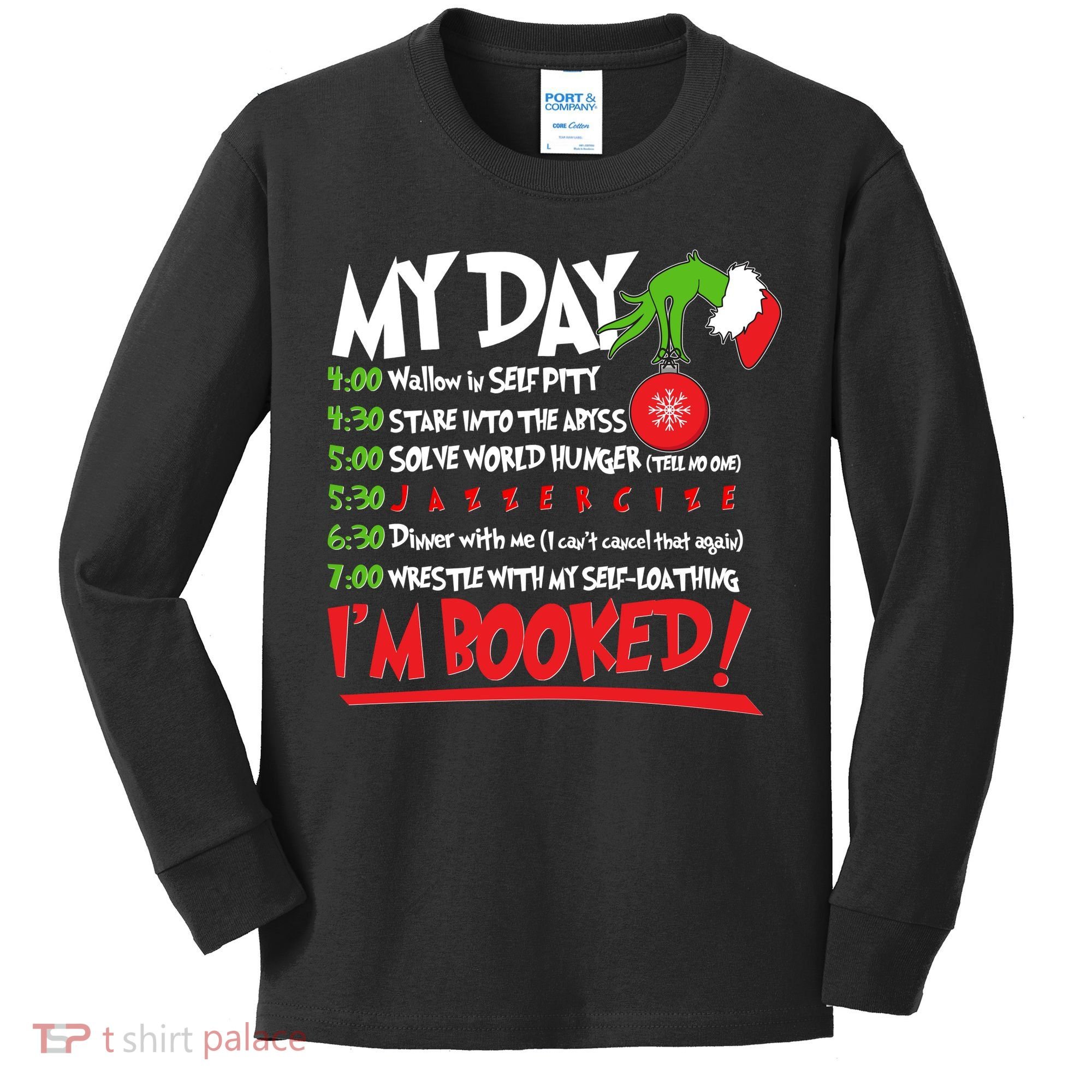 Funny Christmas My Day Im Booked Kids Long Sleeve Shirt