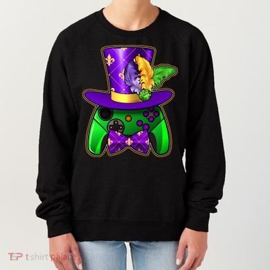 Funny Cool Mardi Gras Video Game Controller Gamer Women's Sweatshirt