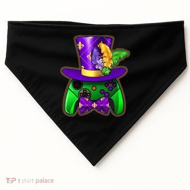 Funny Cool Mardi Gras Video Game Controller Gamer USA-Made Doggie Bandana