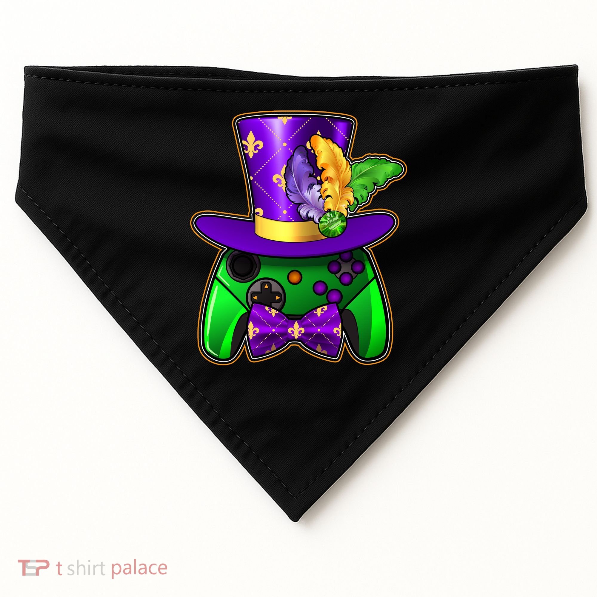 Funny Cool Mardi Gras Video Game Controller Gamer USA-Made Doggie Bandana