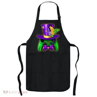 Funny Cool Mardi Gras Video Game Controller Gamer Apron