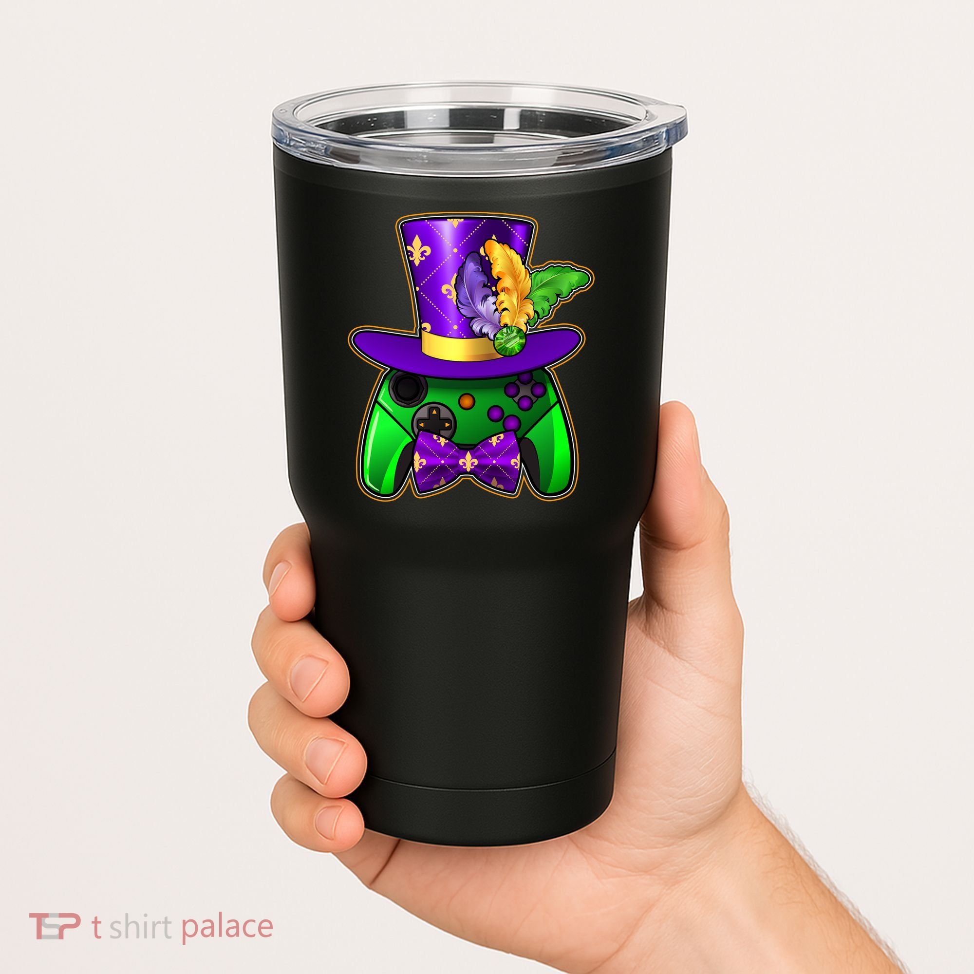 Funny Cool Mardi Gras Video Game Controller Gamer Tumbler