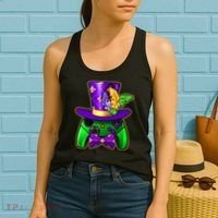 Funny Cool Mardi Gras Video Game Controller Gamer Women's Tank Top thumb 2