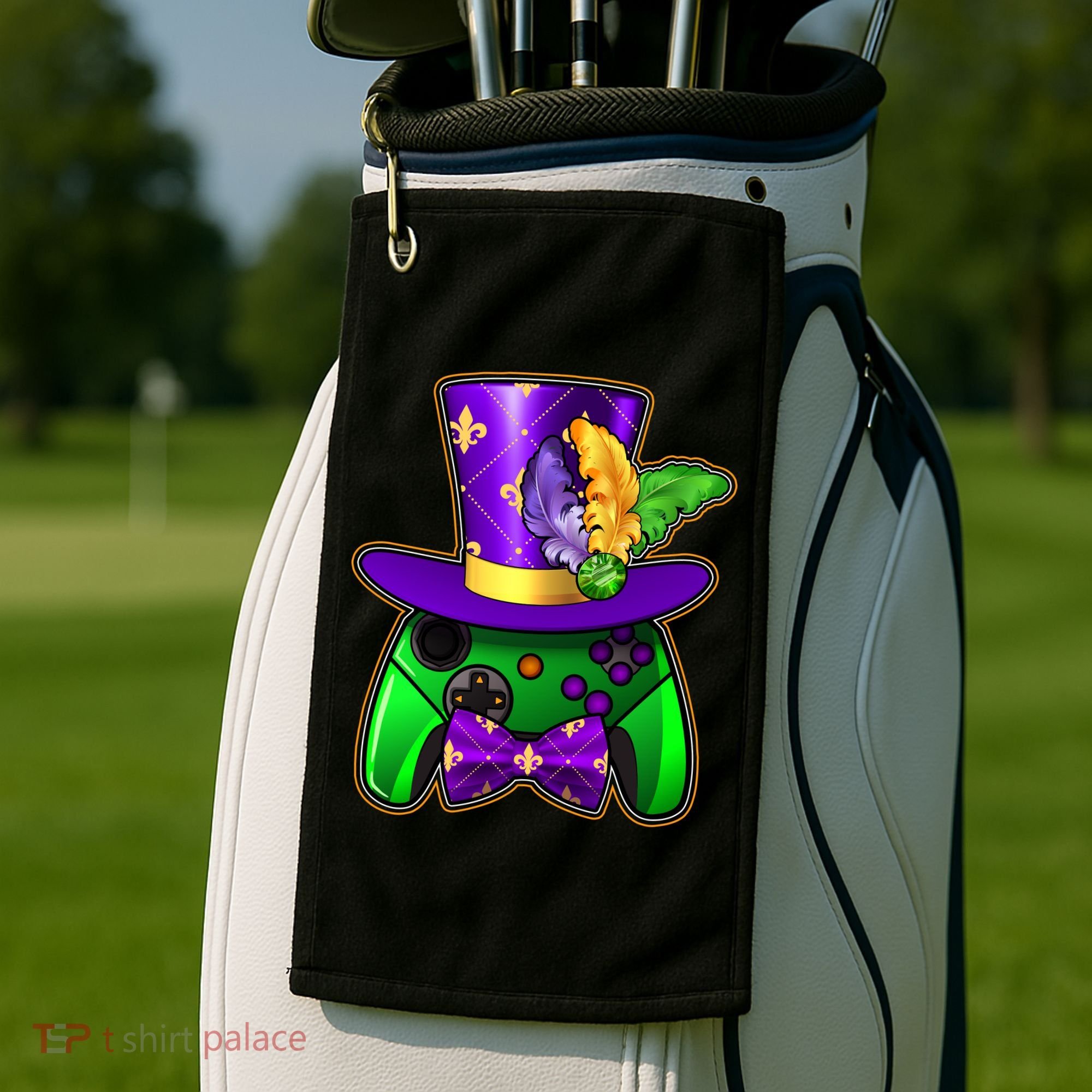 Funny Cool Mardi Gras Video Game Controller Gamer Golf Towel