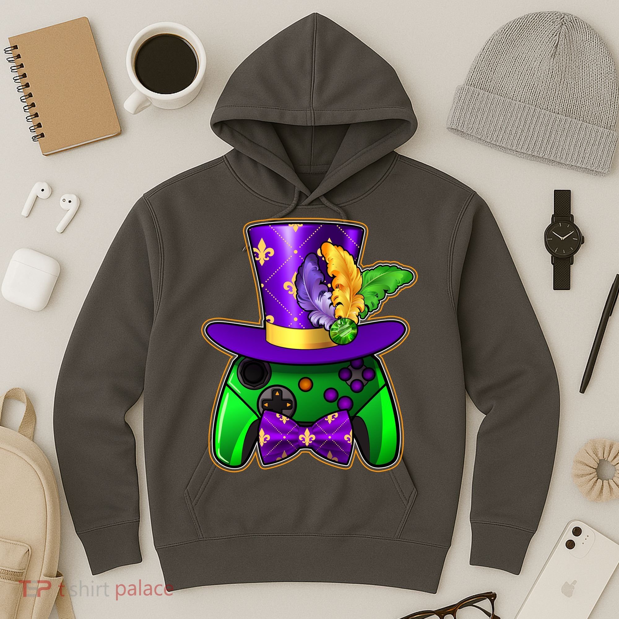 Funny Cool Mardi Gras Video Game Controller Gamer Hoodie