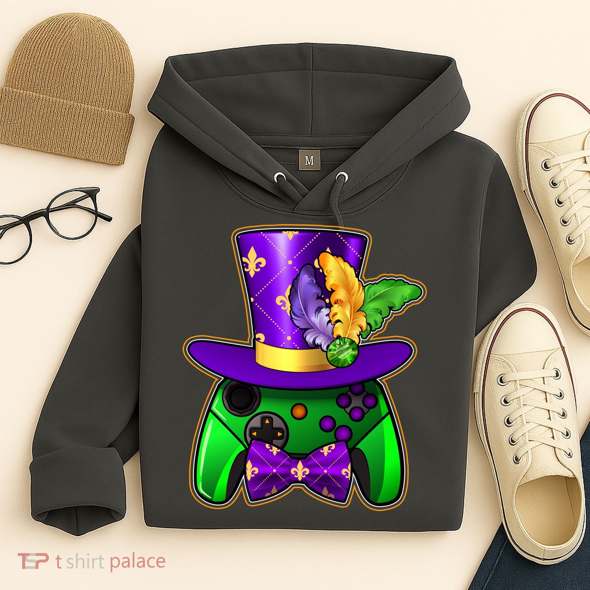 Funny Cool Mardi Gras Video Game Controller Gamer Hoodie