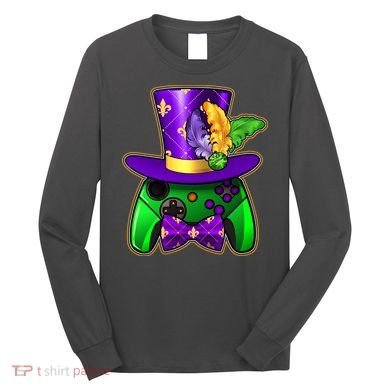Funny Cool Mardi Gras Video Game Controller Gamer Long Sleeve Shirt
