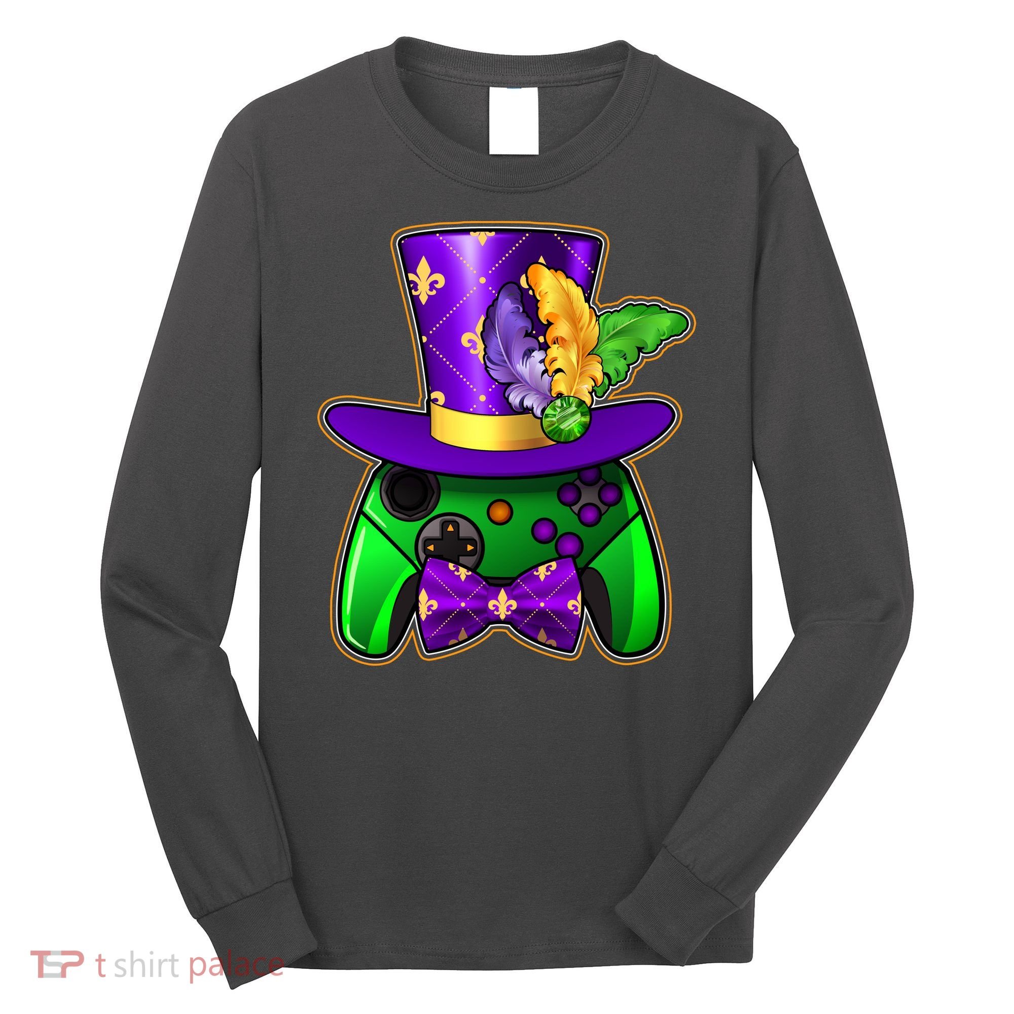 Funny Cool Mardi Gras Video Game Controller Gamer Long Sleeve Shirt