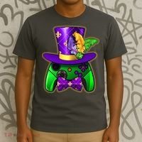 Funny Cool Mardi Gras Video Game Controller Gamer T-Shirt thumb 3