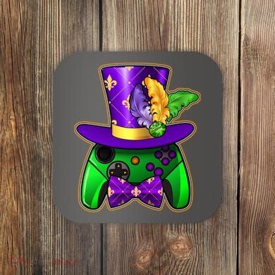 Funny Cool Mardi Gras Video Game Controller Gamer Coaster