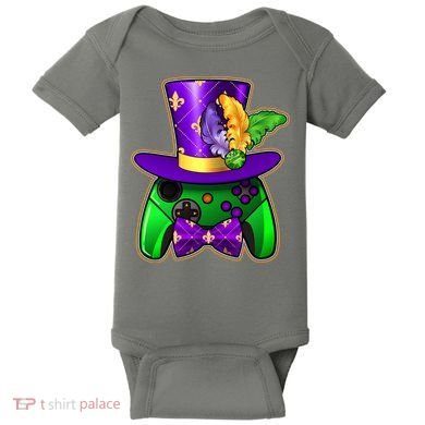 Funny Cool Mardi Gras Video Game Controller Gamer Baby Bodysuit