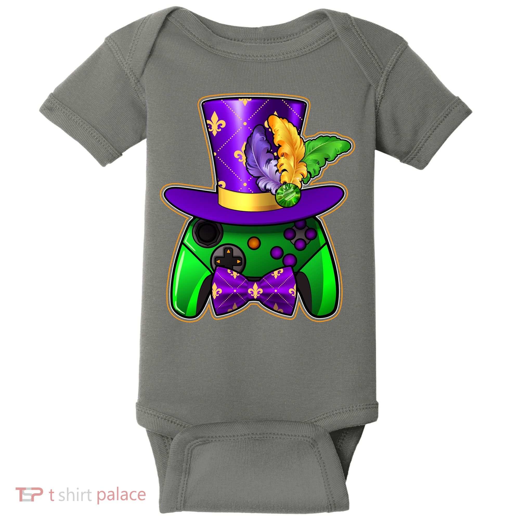Funny Cool Mardi Gras Video Game Controller Gamer Baby Bodysuit