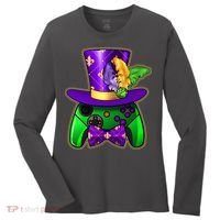 Funny Cool Mardi Gras Video Game Controller Gamer Women's Long Sleeve Shirt thumb 0