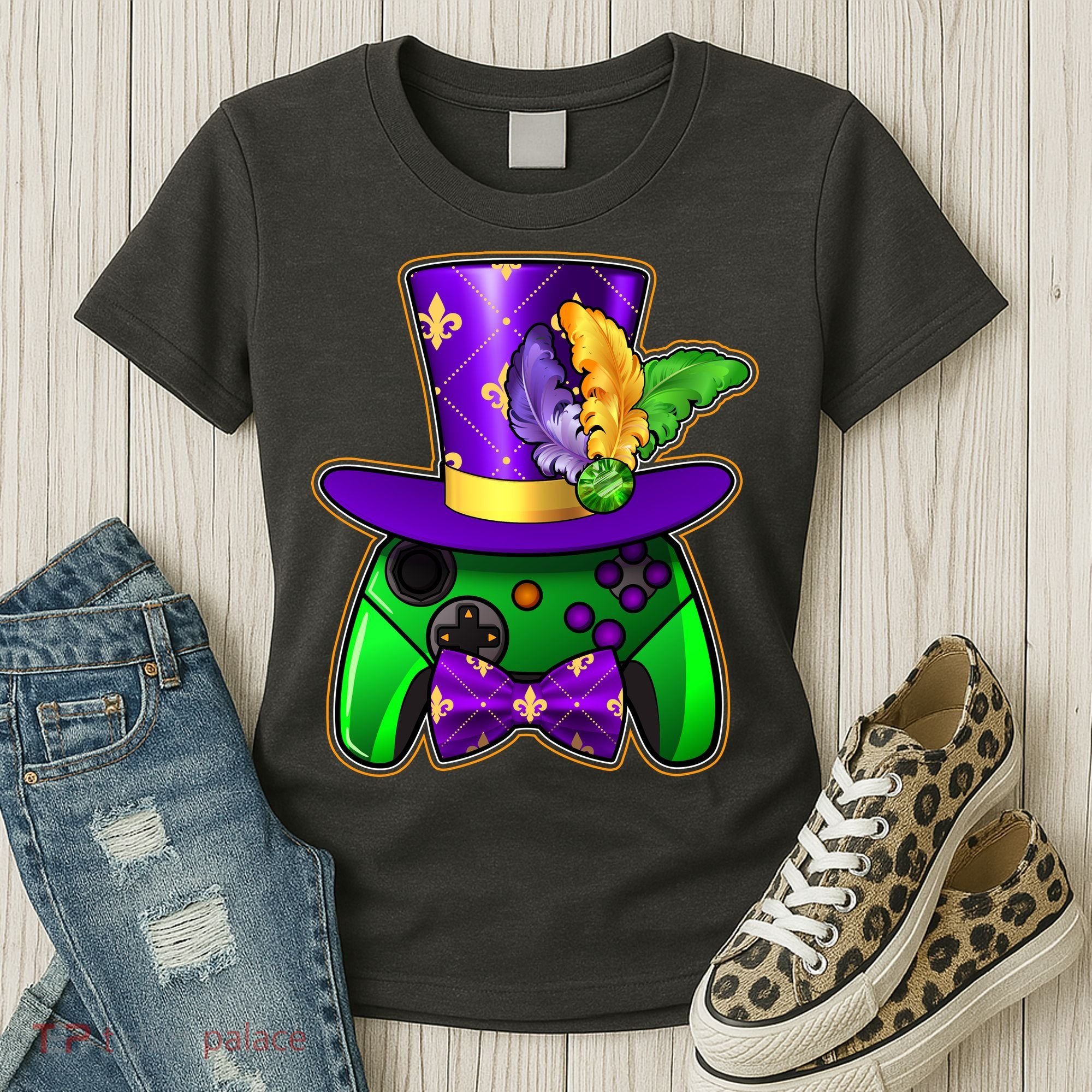 Funny Cool Mardi Gras Video Game Controller Gamer Women's T-Shirt