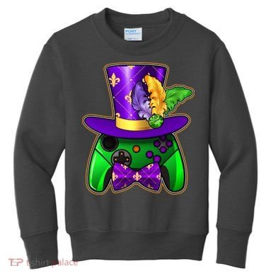 Funny Cool Mardi Gras Video Game Controller Gamer Kids Sweatshirt
