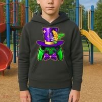 Funny Cool Mardi Gras Video Game Controller Gamer Kids Hoodie thumb 2