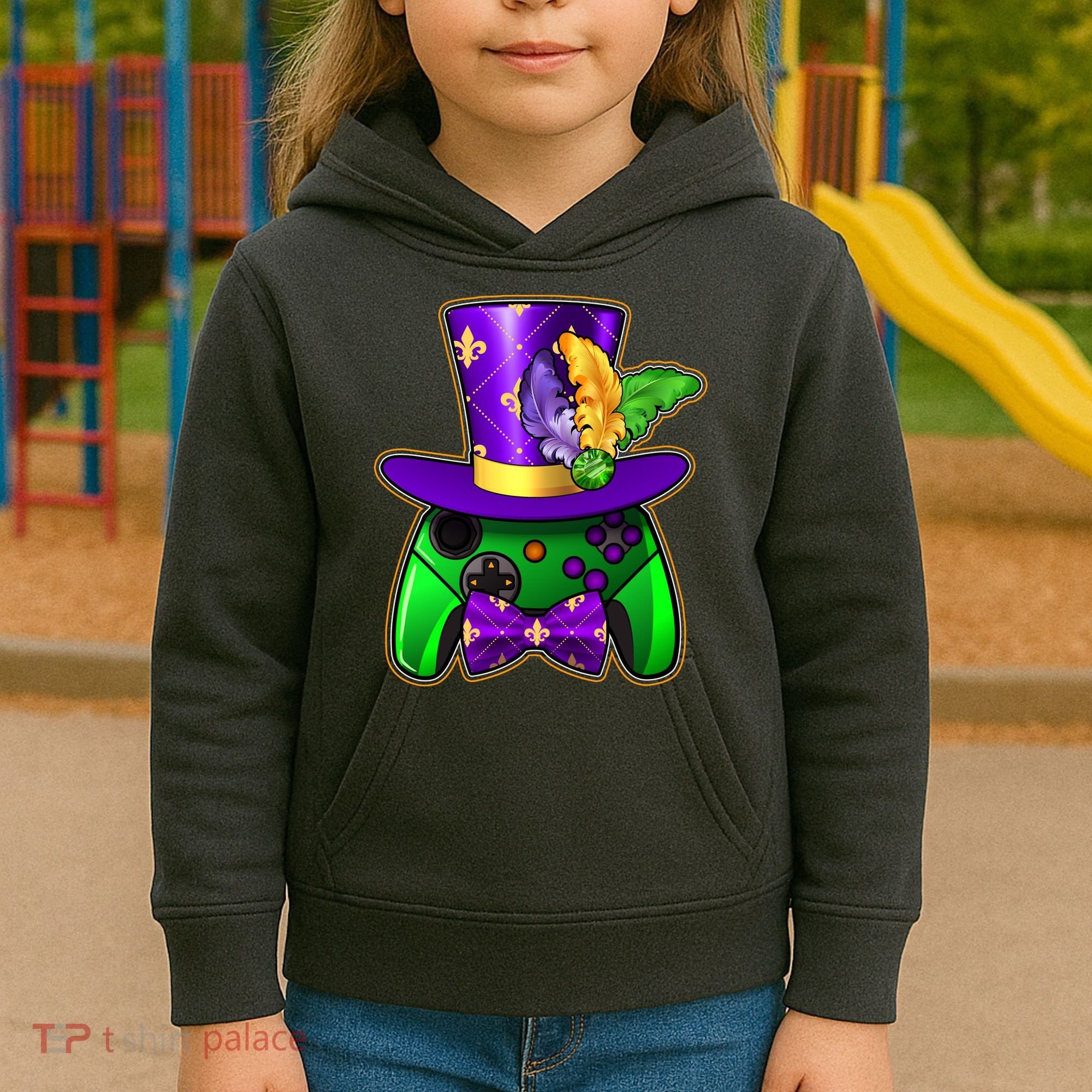 Funny Cool Mardi Gras Video Game Controller Gamer Kids Hoodie