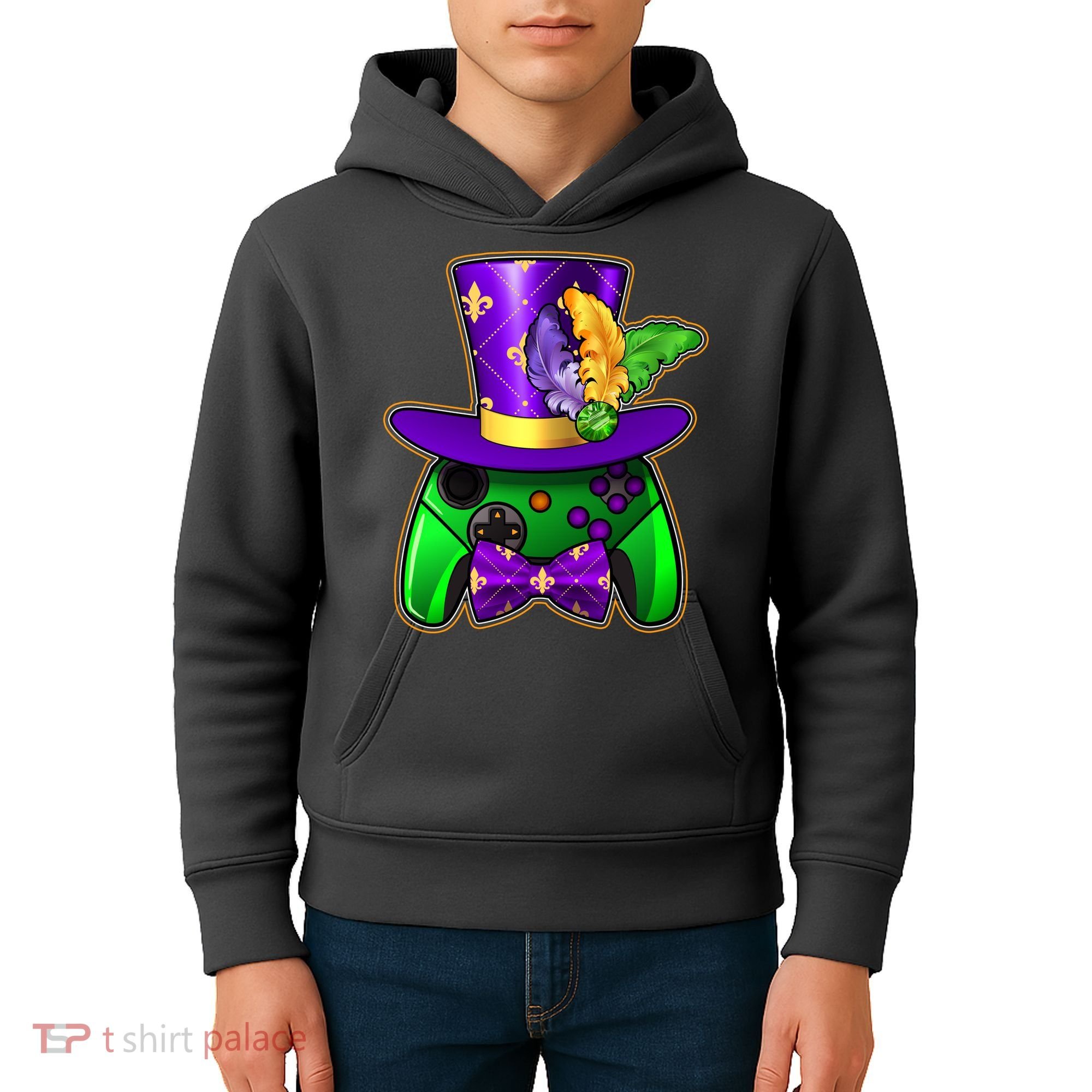 Funny Cool Mardi Gras Video Game Controller Gamer Kids Hoodie