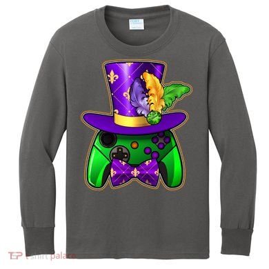 Funny Cool Mardi Gras Video Game Controller Gamer Kids Long Sleeve Shirt