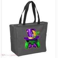 Funny Cool Mardi Gras Video Game Controller Gamer Tote Bag thumb 2