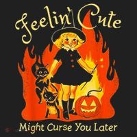 Feeling Cute Might Curse You Later Cute Witch Golf Towel thumb 3