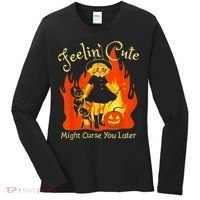 Feeling Cute Might Curse You Later Cute Witch Women's Long Sleeve Shirt thumb 0