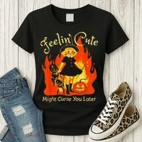 Feeling Cute Might Curse You Later Cute Witch Women's T-Shirt thumb 3