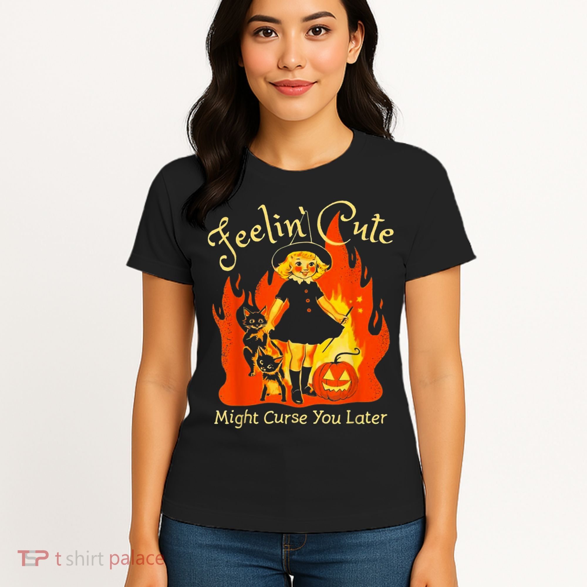 Feeling Cute Might Curse You Later Cute Witch Women's T-Shirt