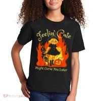 Feeling Cute Might Curse You Later Cute Witch Kids T-Shirt thumb 2