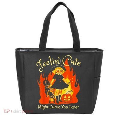 Feeling Cute Might Curse You Later Cute Witch Tote Bag