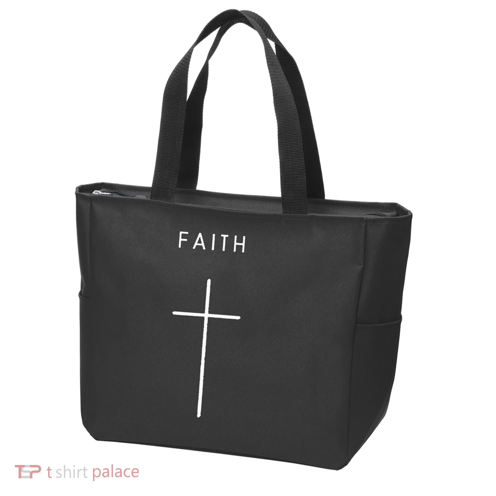 Faith Cross Minimalist Christian Religious Jesus Tote Bag