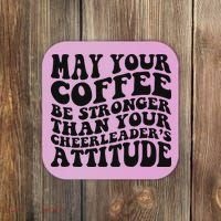 Funny Cheer Mom Coffee Saying Cheerleading Squad Mothers Day Coaster thumb 0
