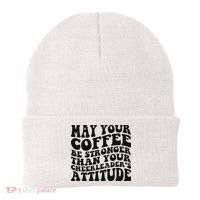 Funny Cheer Mom Coffee Saying Cheerleading Squad Mothers Day Beanie thumb 0