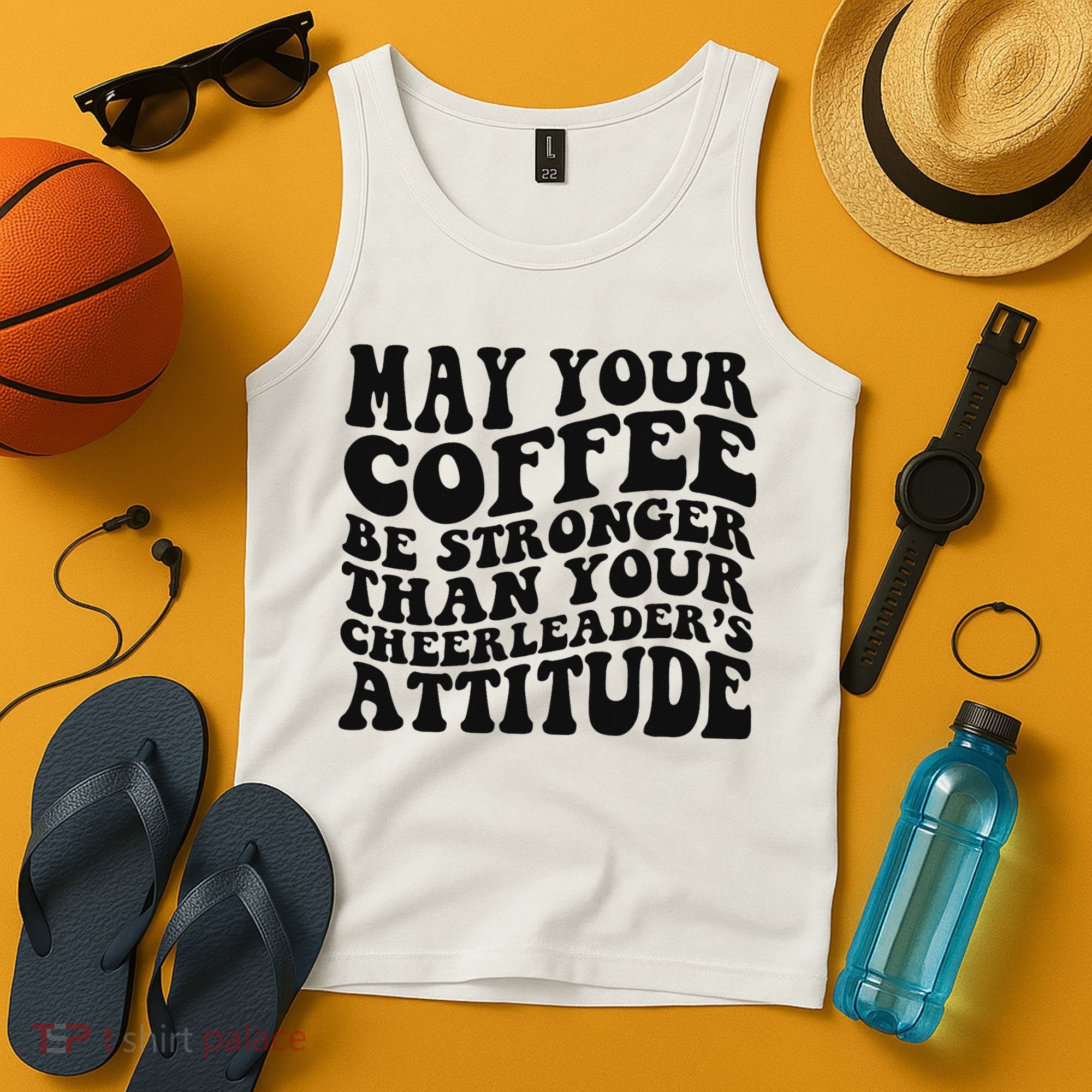 Funny Cheer Mom Coffee Saying Cheerleading Squad Mothers Day Tank Top