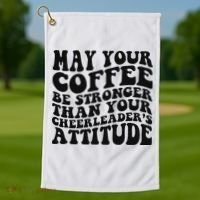 Funny Cheer Mom Coffee Saying Cheerleading Squad Mothers Day Golf Towel thumb 1