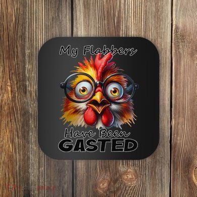 Funny Chicken My Flabbers Have Been Gasted Retro Graphic Coaster